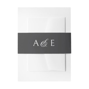 Monogram Ampersand Grey Wedding Invitation Belly Band