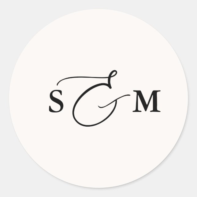 Monogram Ampersand Script Ivory Wedding Classic Round Sticker (Front)