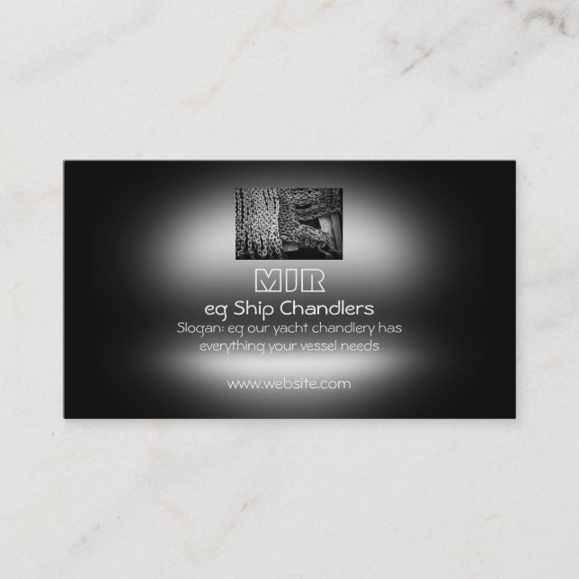 Monogram, Anchor Chain, metallic-effect Business Card (Front)