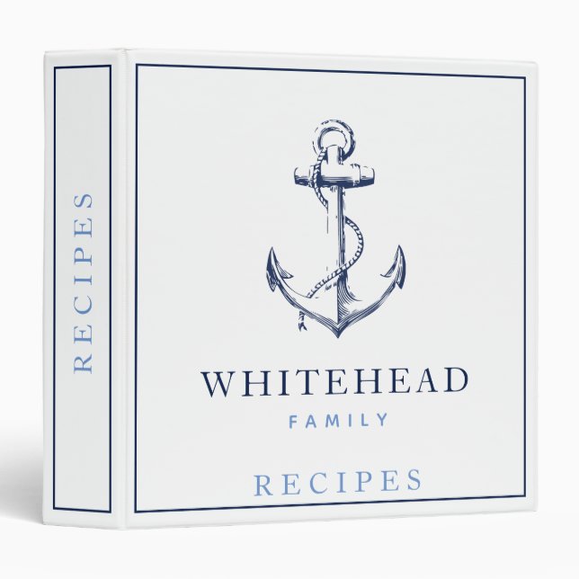 Monogram Anchor Family Recipe Binder (Front/Spine)