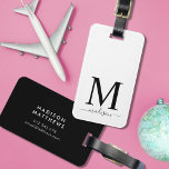 Monogram and Calligraphy with Editable Background Luggage Tag<br><div class="desc">Travel in style with this monogram luggage tag featuring a serif monogram and your name in a calligraphy script on the front. Background colour on the front and back is editable, click customize to change the colour Personalize it by replacing the placeholder text. For more options such as to change...</div>