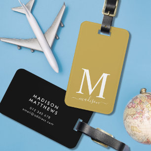 Monogram and Calligraphy with Editable Background Luggage Tag