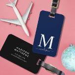 Monogram and Calligraphy with Editable Background Luggage Tag<br><div class="desc">Travel in style with this monogram luggage tag featuring a serif monogram and your name in a calligraphy script on the front. Background color on the front and back is editable, click customize to change the color Personalize it by replacing the placeholder text. For more options such as to change...</div>