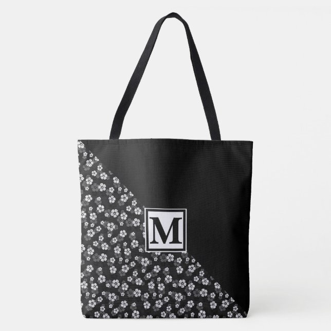 Monogram and Daisies Tote Bag (Front)