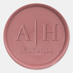 Monogram and Date Vintage Rose Wax Seal Sticker