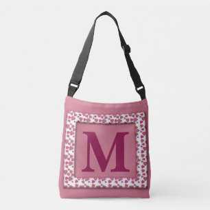 Monogram and Hearts Personalized Crossbody Bag