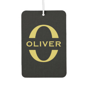 Monogram And Name Black And Gold Personalized Air Freshener