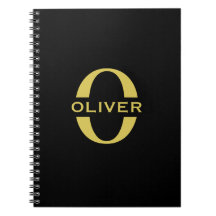 Monogram And Name Black And Gold Personalized