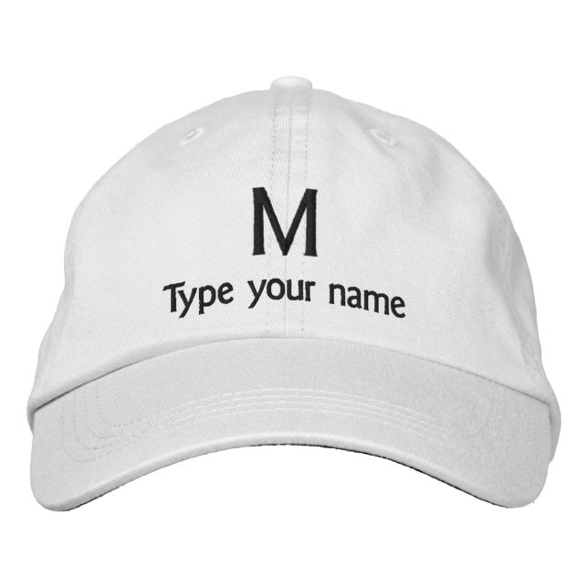 Monogram and Name Embroidered on White Hat (Front)