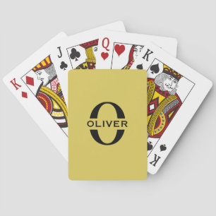 Monogram And Name Gold And Black Personalized Playing Cards