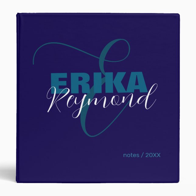 Monogram and Name on Blue  Binder (Front)