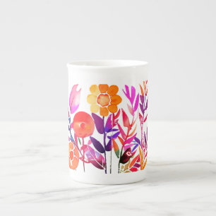 Monogram and Name Personalized flowers Bone China Mug