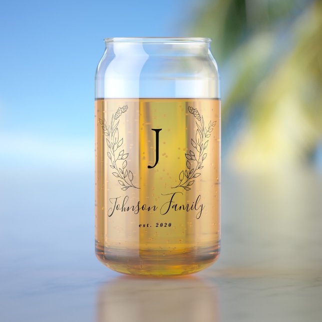Monogram and name script elegant personalized can glass (Creator Uploaded)