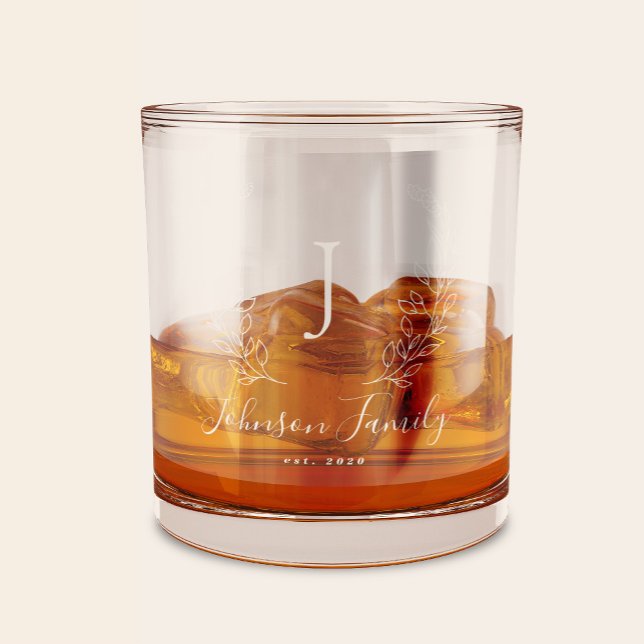 Monogram and name script elegant personalized whiskey glass (Creator Uploaded)