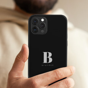 Monogram and name simple custom typography iPhone 15 case