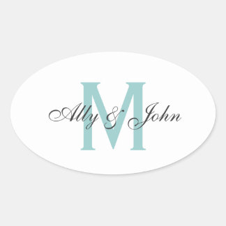 Monogram and names wedding sticker