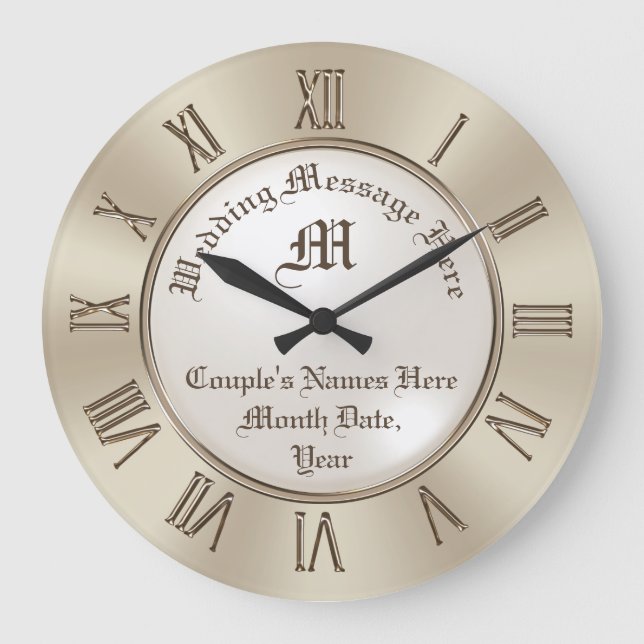 Monogram and Personalized Wall Clock Wedding Gift (Front)
