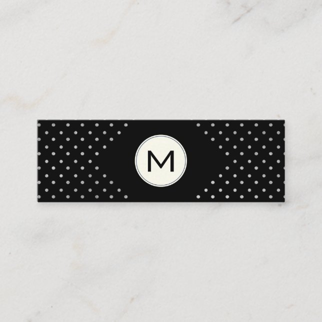 Monogram and Polka Dots Mini Business Card (Front)