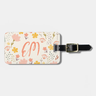 Monogram and Quote Boho Flowers Luggage Tag
