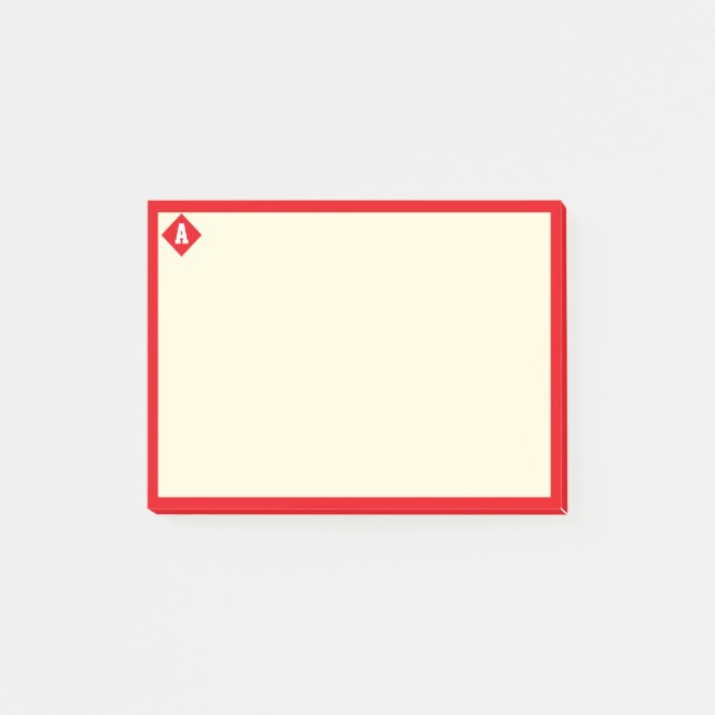 Monogram and red frame on ivory post-it notes (Front)