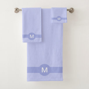 Monogram and Stripe on Light Blue Bath Towel Set