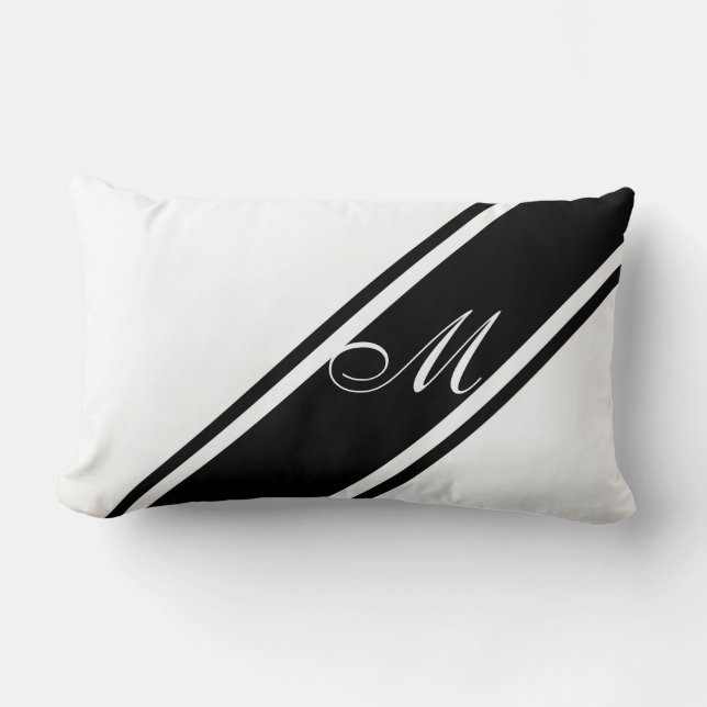 Monogram and Stripes Lumbar Pillow (Front)