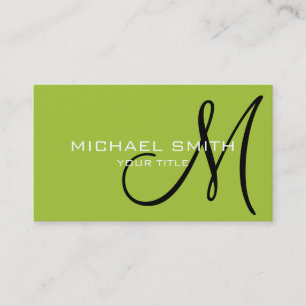 Monogram Android green colour background Business Card