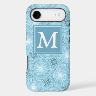 Monogram angel blue circles pattern
