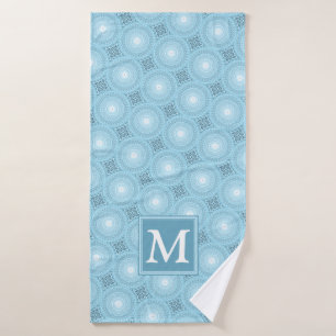 Monogram angel blue circles pattern bath towel