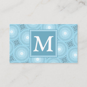 Monogram angel blue circles pattern business card