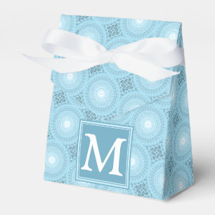 Monogram angel blue circles pattern favor box