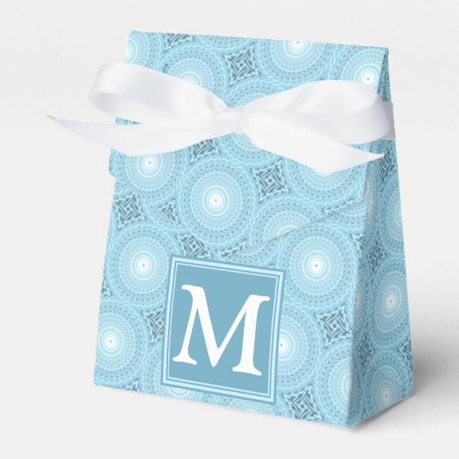 Monogram angel blue circles pattern favor box (Front Side)