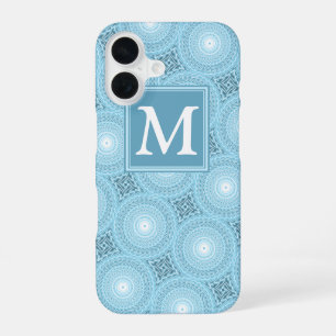 Monogram angel blue circles pattern iPhone 16 case