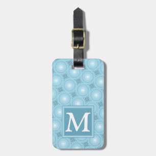 Monogram angel blue circles pattern luggage tag