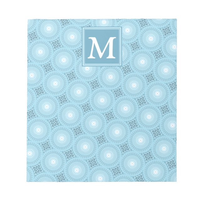 Monogram angel blue circles pattern notepad (Front)