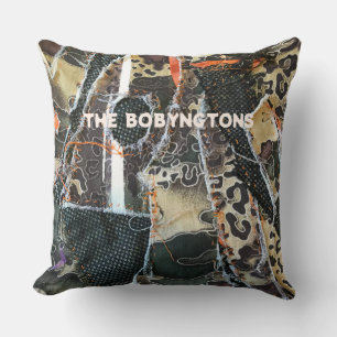 Monogram animal print leopard patchwork pattern  throw pillow