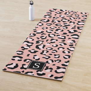 Monogram - Animal Print, Spotted Leopard - Pink Yoga Mat