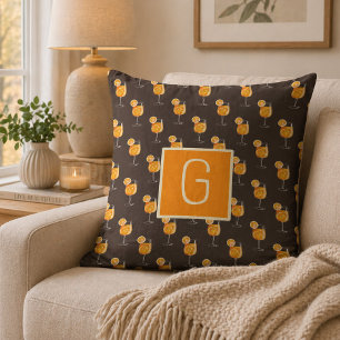 Monogram Aperol Spritz Cocktail Throw Pillow