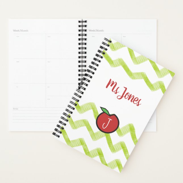 Monogram Apple Teacher Weekly Monthly Planner (Display)