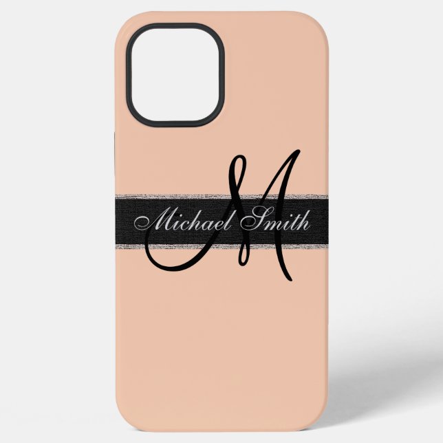 Monogram Apricot Colour Background iPhone Case (Back)