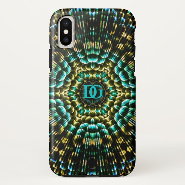 Monogram Aqua Gold Geometric Artistry Case-Mate iPhone Case (Back)