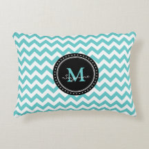 Monogram Aqua White Abstract Chevron