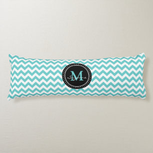 Monogram Aqua White Abstract Chevron Body Pillow