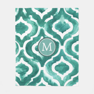 Monogram   Aquamarine Motif IV Fleece Blanket