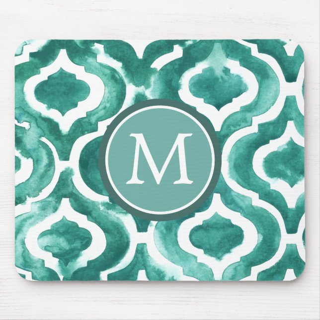 Monogram | Aquamarine Motif IV Mouse Pad (Front)