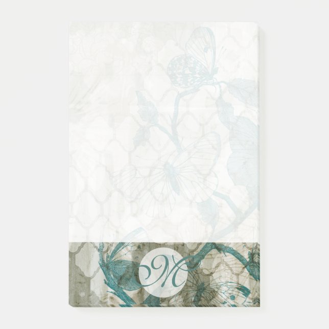 Monogram | Arabesque Butterflies VI Post-it Notes (Front)