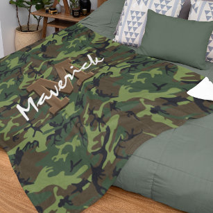 Monogram Army Camouflage Kids Fleece Blanket