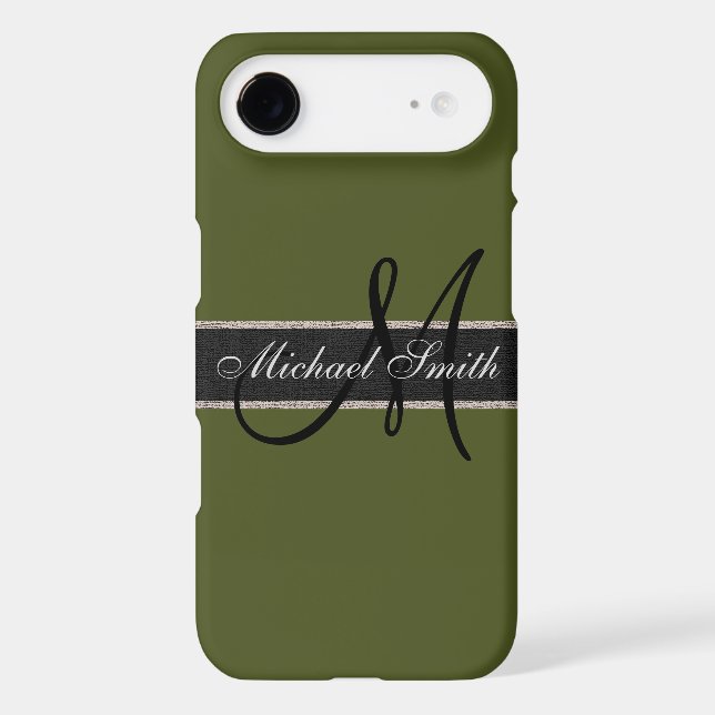 Monogram Army green Colour Background Case-Mate iPhone Case (Back)