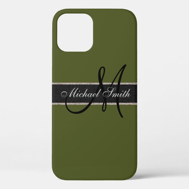 Monogram Army green Colour Background Case-Mate iPhone Case (Back)