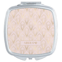 Monogram Art Deco Geometric Pattern Pink | Gold